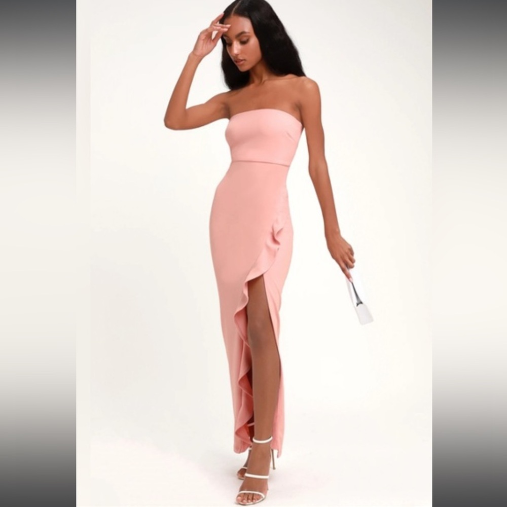 Lulu's Pink Strapless Maxi Dress